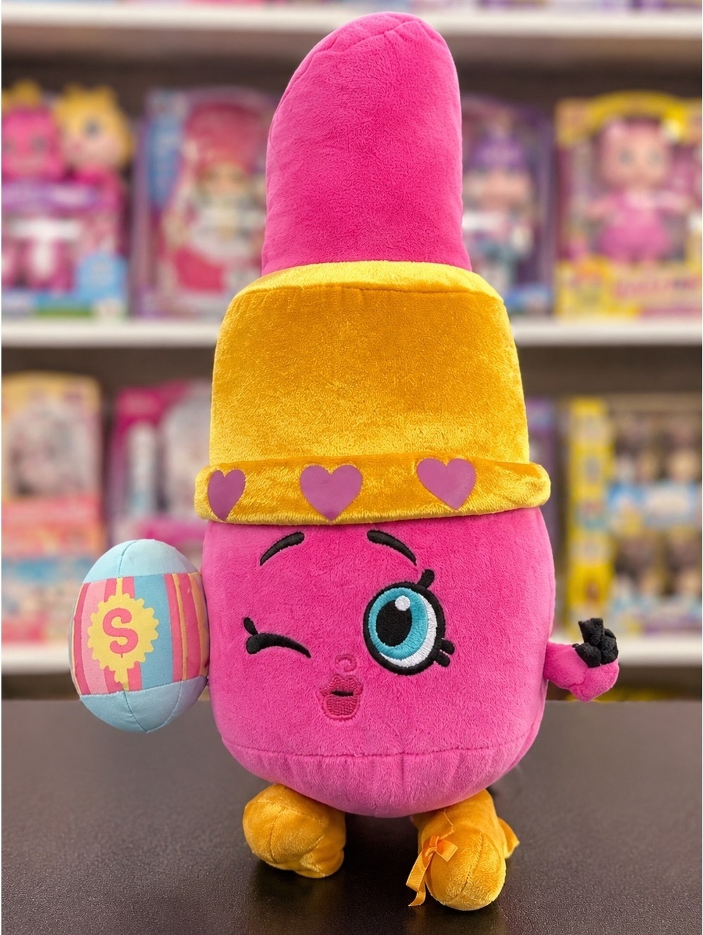 Shopkins Lippy Lips Plush Pink Lipstick Stuffed Toy With Tag